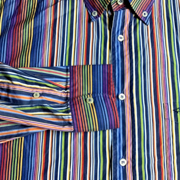 Paul & Shark colourful striped  cotton shirt Sz 42 made in Italy 🇮🇹 - Picture 6 of 8
